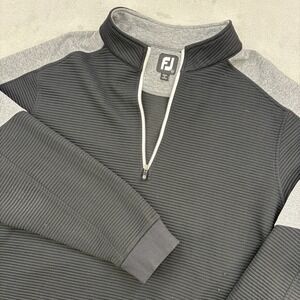 Footjoy 1/4 Zip Men XL Black Pullover Sweater Ribbed Quilted Golf Performance FJ